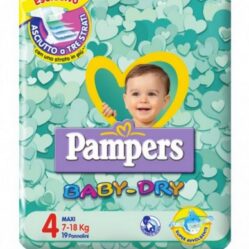 PANNOLINI PER BAMBINI PAMPERS BABY DRY DOWNCOUNT NO FLASH MAXI 19 PEZZI
